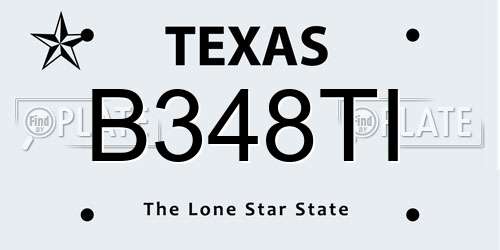 B348TI Texas License Plate
