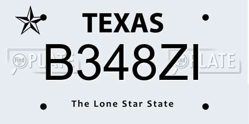 B348ZI Texas License Plate