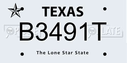 B3491T Texas License Plate