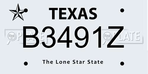 B3491Z Texas License Plate