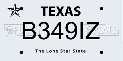 B349IZ Texas License Plate