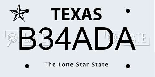 B34ADA Texas License Plate