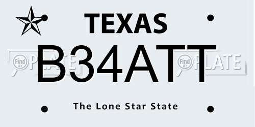 B34ATT Texas License Plate