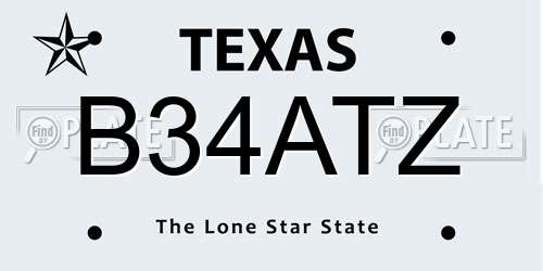 B34ATZ Texas License Plate