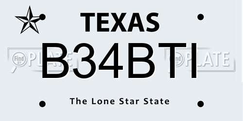 B34BTI Texas License Plate