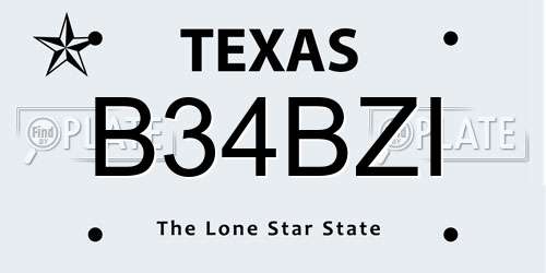 B34BZI Texas License Plate