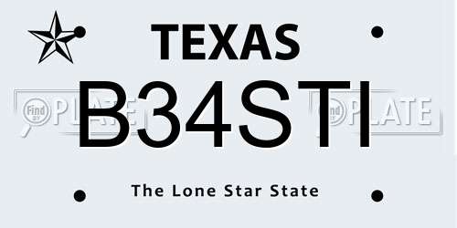 B34STI Texas License Plate