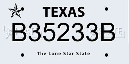 B35233B Texas License Plate