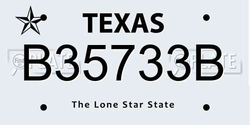 B35733B Texas License Plate