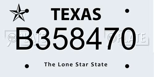 B358470 Texas License Plate