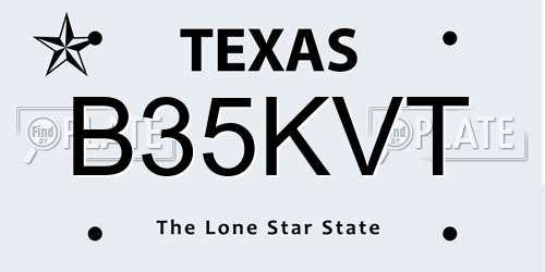 B35KVT Texas License Plate