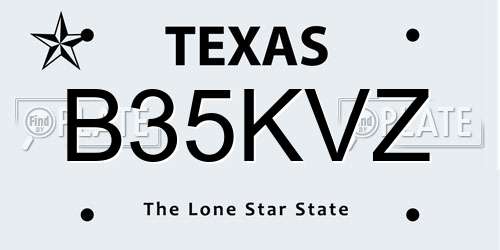 B35KVZ Texas License Plate