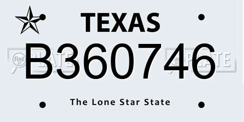 B360746 Texas License Plate