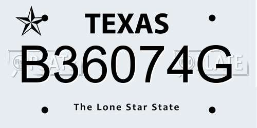 B36074G Texas License Plate