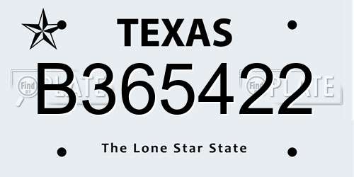 B365422 Texas License Plate