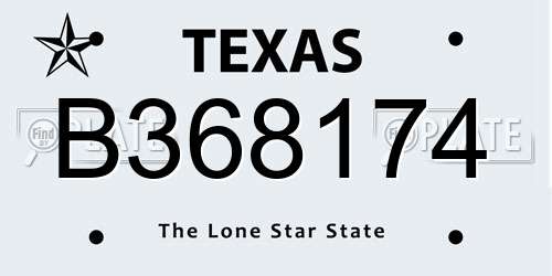 B368174 Texas License Plate