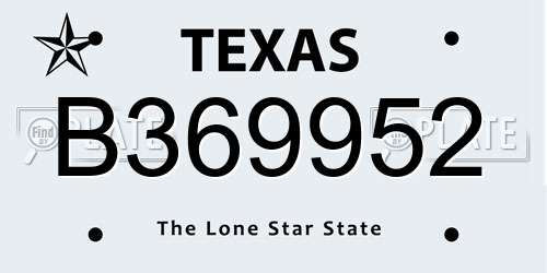 B369952 Texas License Plate