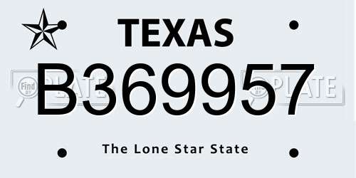 B369957 Texas License Plate