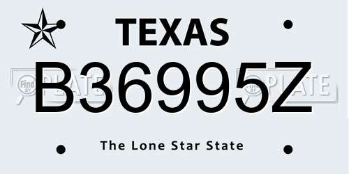 B36995Z Texas License Plate