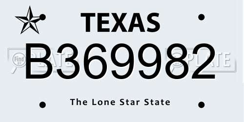 B369982 Texas License Plate