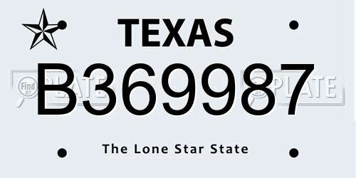 B369987 Texas License Plate
