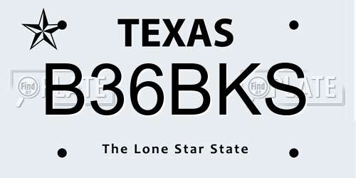 B36BKS Texas License Plate