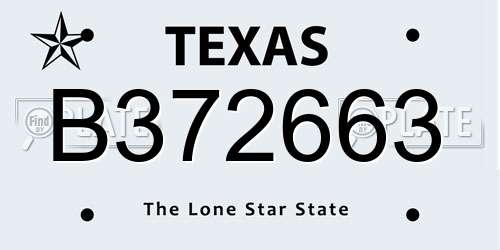 B372663 Texas License Plate
