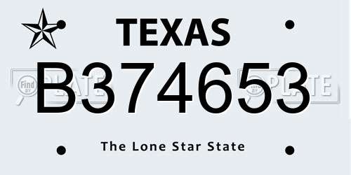B374653 Texas License Plate