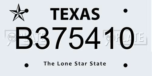 B375410 Texas License Plate