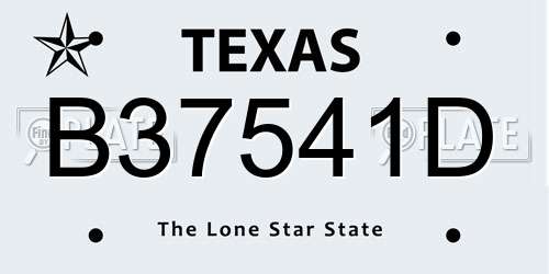 B37541D Texas License Plate