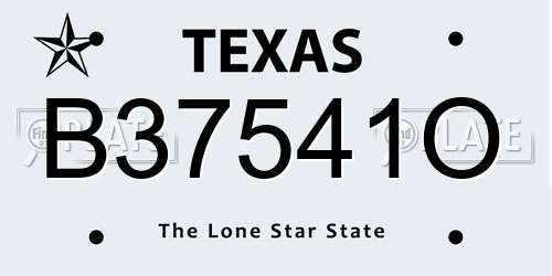B37541O Texas License Plate