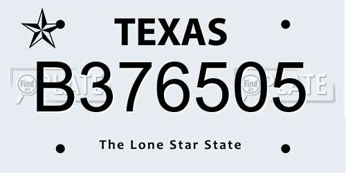 B376505 Texas License Plate