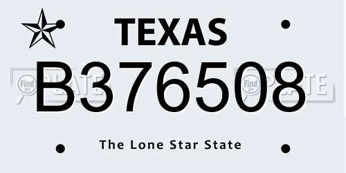 B376508 Texas License Plate
