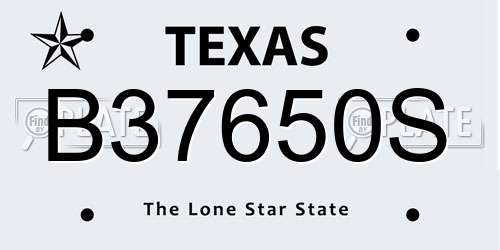 B37650S Texas License Plate