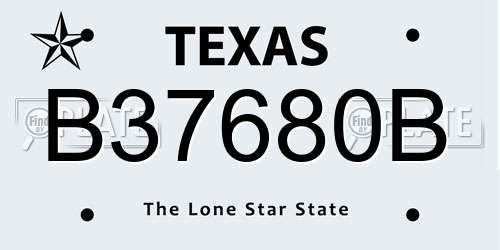 B37680B Texas License Plate