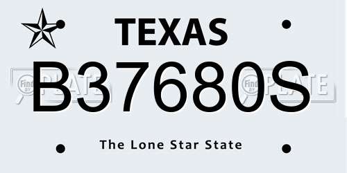 B37680S Texas License Plate