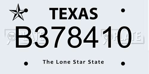 B378410 Texas License Plate