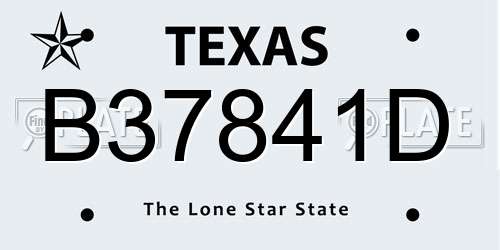 B37841D Texas License Plate