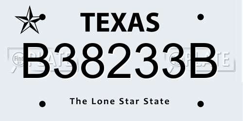 B38233B Texas License Plate