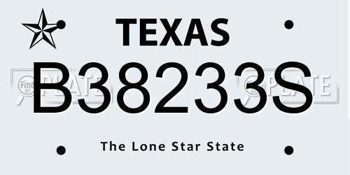 B38233S Texas License Plate