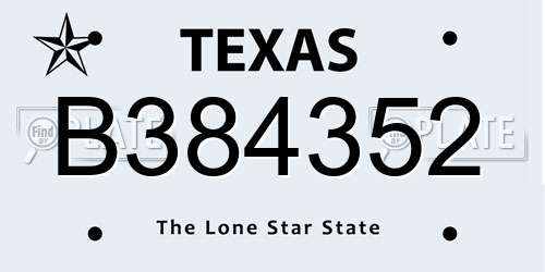 B384352 Texas License Plate