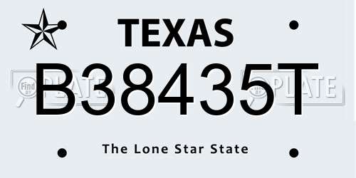 B38435T Texas License Plate