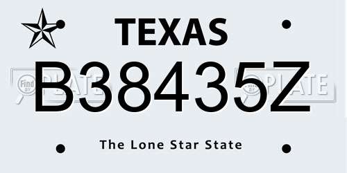 B38435Z Texas License Plate