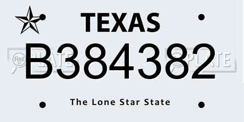 B384382 Texas License Plate