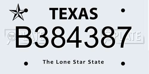 B384387 Texas License Plate