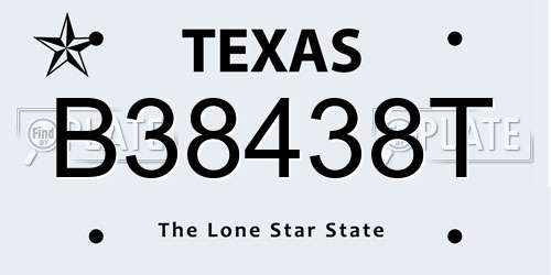 B38438T Texas License Plate