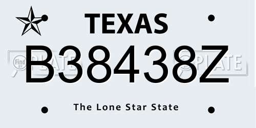 B38438Z Texas License Plate