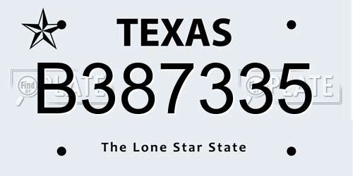 B387335 Texas License Plate