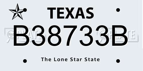 B38733B Texas License Plate
