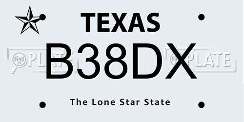 B38DX Texas License Plate